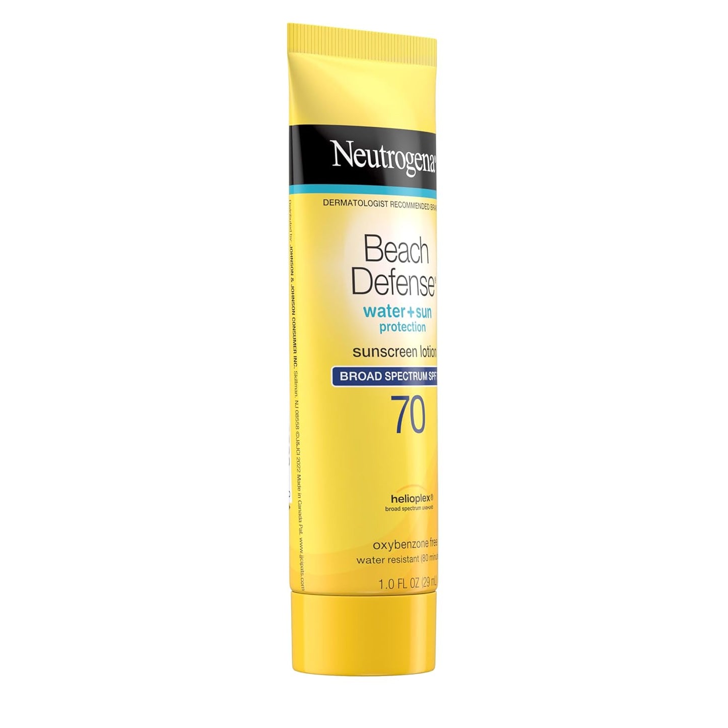 Neutrogena Beach Defense Water Resistant Sunscreen Body Lotion with Broad Spectrum SPF 70, Oil-Free, PABA-Free & Fast-Absorbing, Oxybenzone-Free, Travel Size, 1 oz, 48 Pack