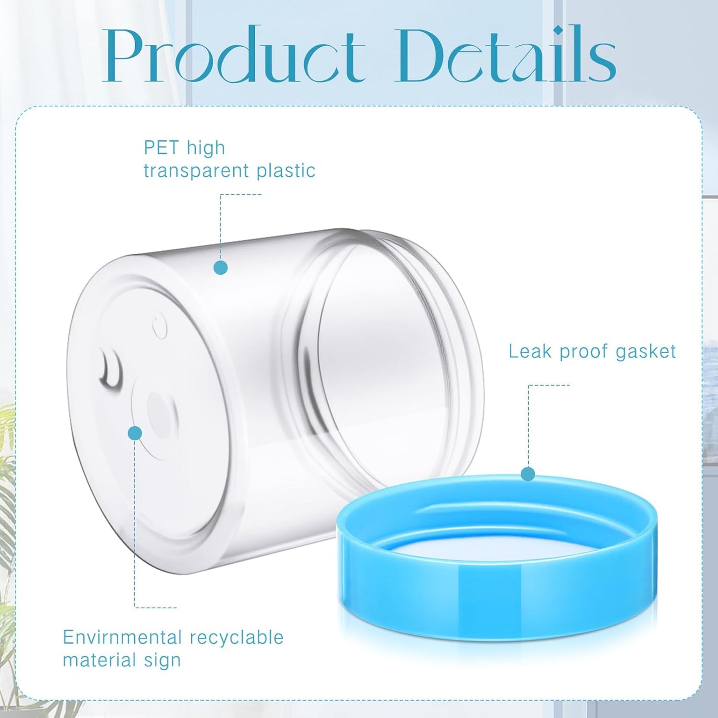 SATINIOR 100 Pcs Plastic Jars with Lids Small Containers Lids Wide Mouth Small Plastic Containers for Lotion Cream Rhinestones Body Butters Travel Storage(6 oz, Blue)