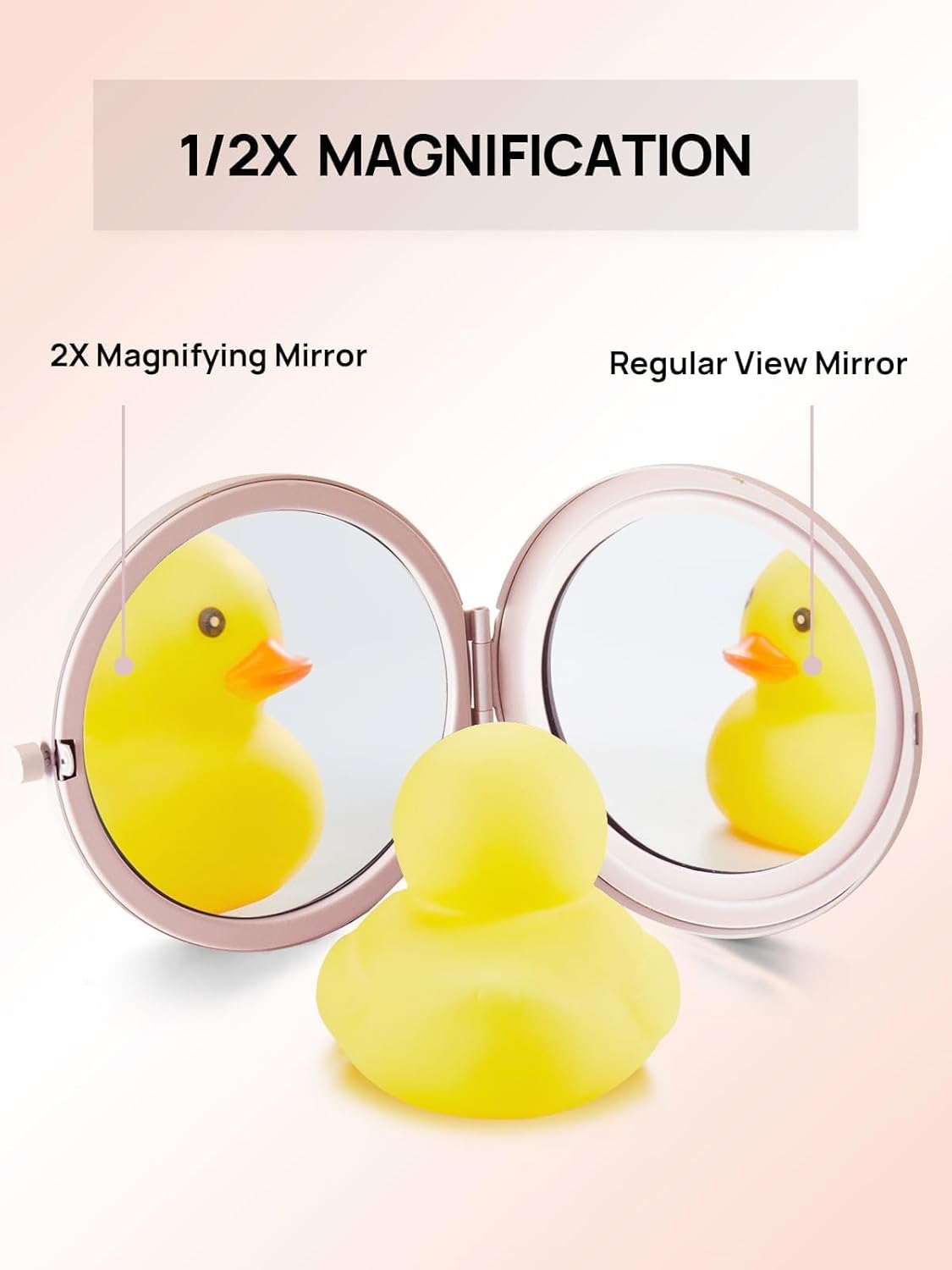 Compact Mirror Bulk, Set of 2 Double-Sided 1X/2X Magnifying Purse Pocket Makeup Mirrors(Round, Pink Marshmallow)