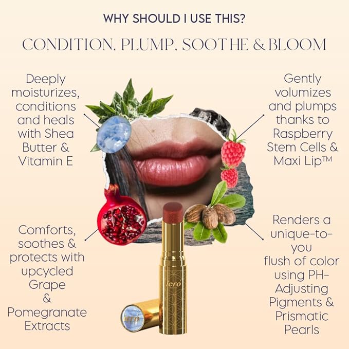 ieró Beauty Moonkissed Luminous PH Tinted Lip Balm w/Shea Butter & Vitamin E, Lip Care Moisturizer, Lip Plumper for Soft & Supple Lips, Paraben Free, Vegan, Sheer Red w/Copper-Red Shimmer