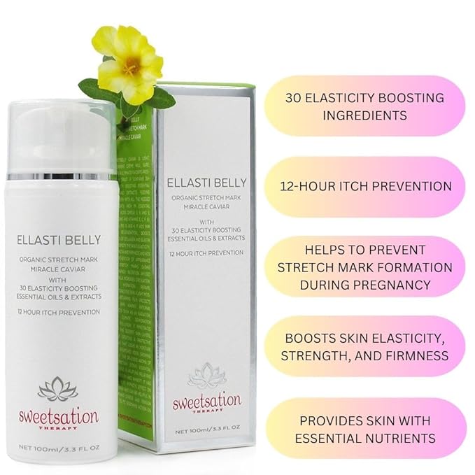 Ellasti Belly Organic Stretch Mark Miracle Caviar, 3.3oz Prevent stretch marks during pregnancy. Boost skin elasticity.