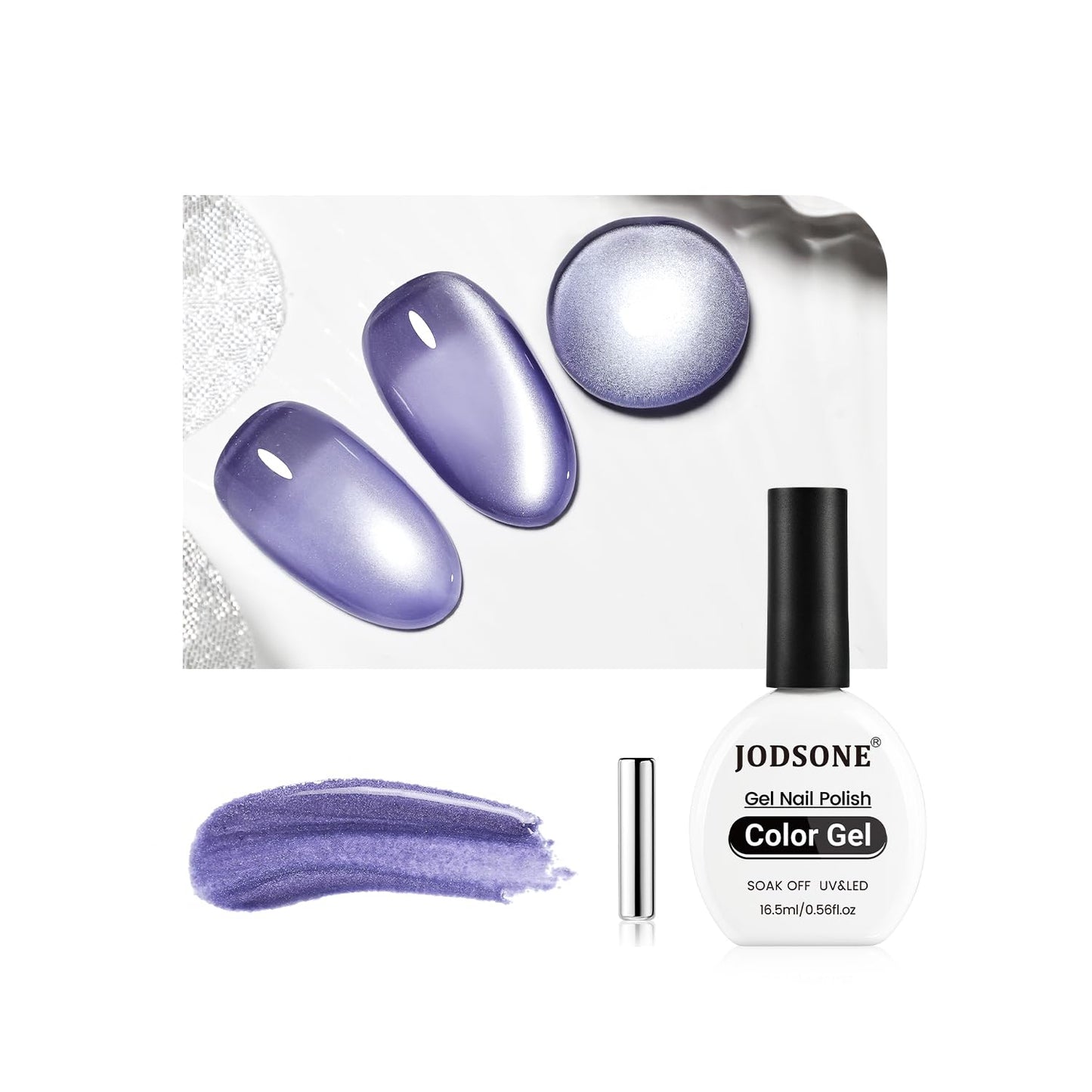 JODSONE 16.5ml Cat Eye Gel Nail Polish Glitter Light Gray Magnetic Reflective Translucent Need U V Curing