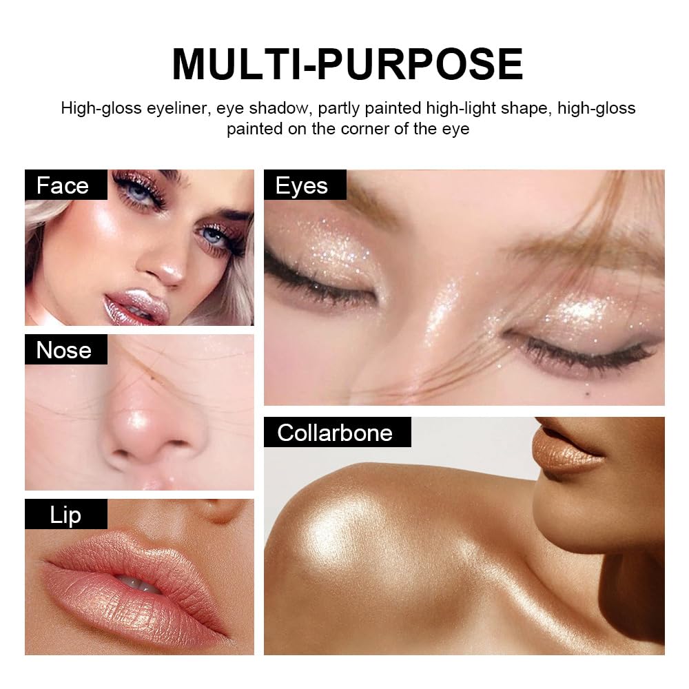 Light Gold Eyeshadow Stick Makeup, Cream Shimmer Eye Shadow Pencil, Hypoallergenic Waterproof Long Lasting Crayon, Smooth Glitter Primer Palette Eyeliner Make up