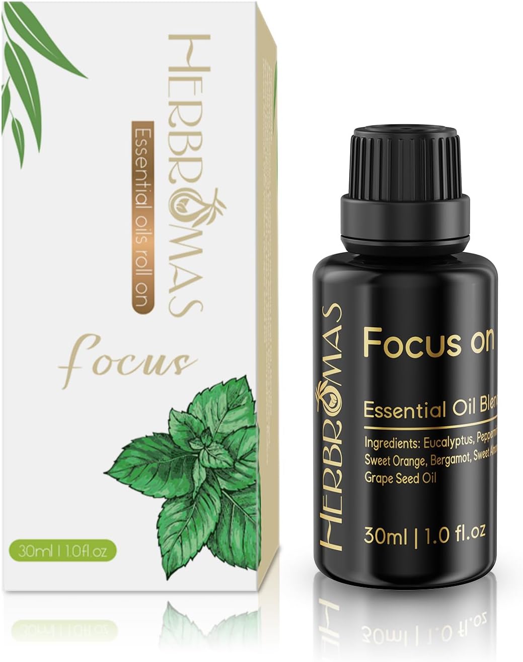 Pre-Diluted Aromatherapy Essential Oils Blend, Natural Plant Essential Oils Refill for Roll-on (Focus, 1)