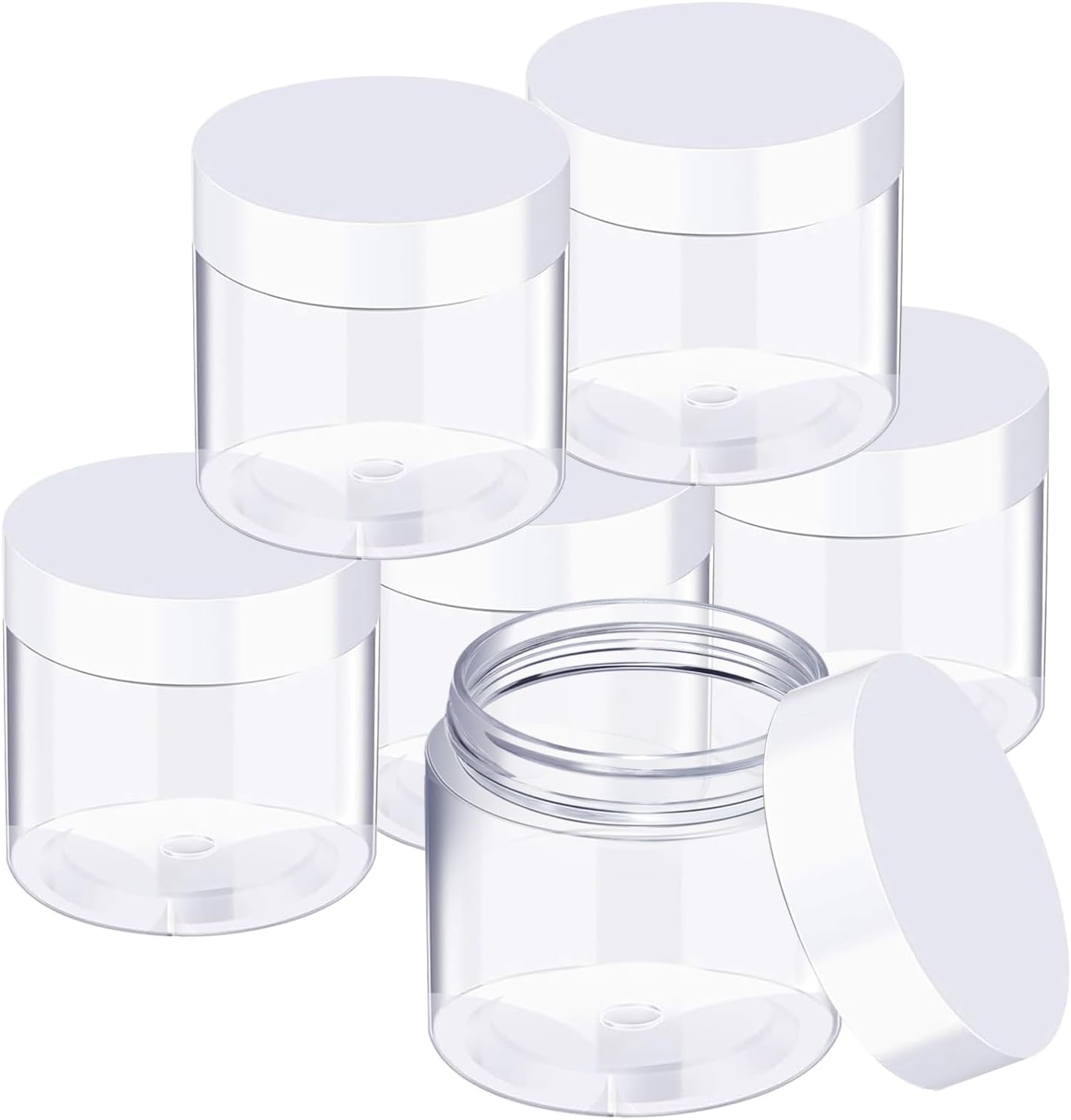 SATINIOR 36 Pieces 4 oz Plastic Jars with Lids Wide Mouth Airtight Reusable Container Acrylic Cosmetic Small Jars for Lotions Ointments Travel Toiletries Creams Make up Storage(White)