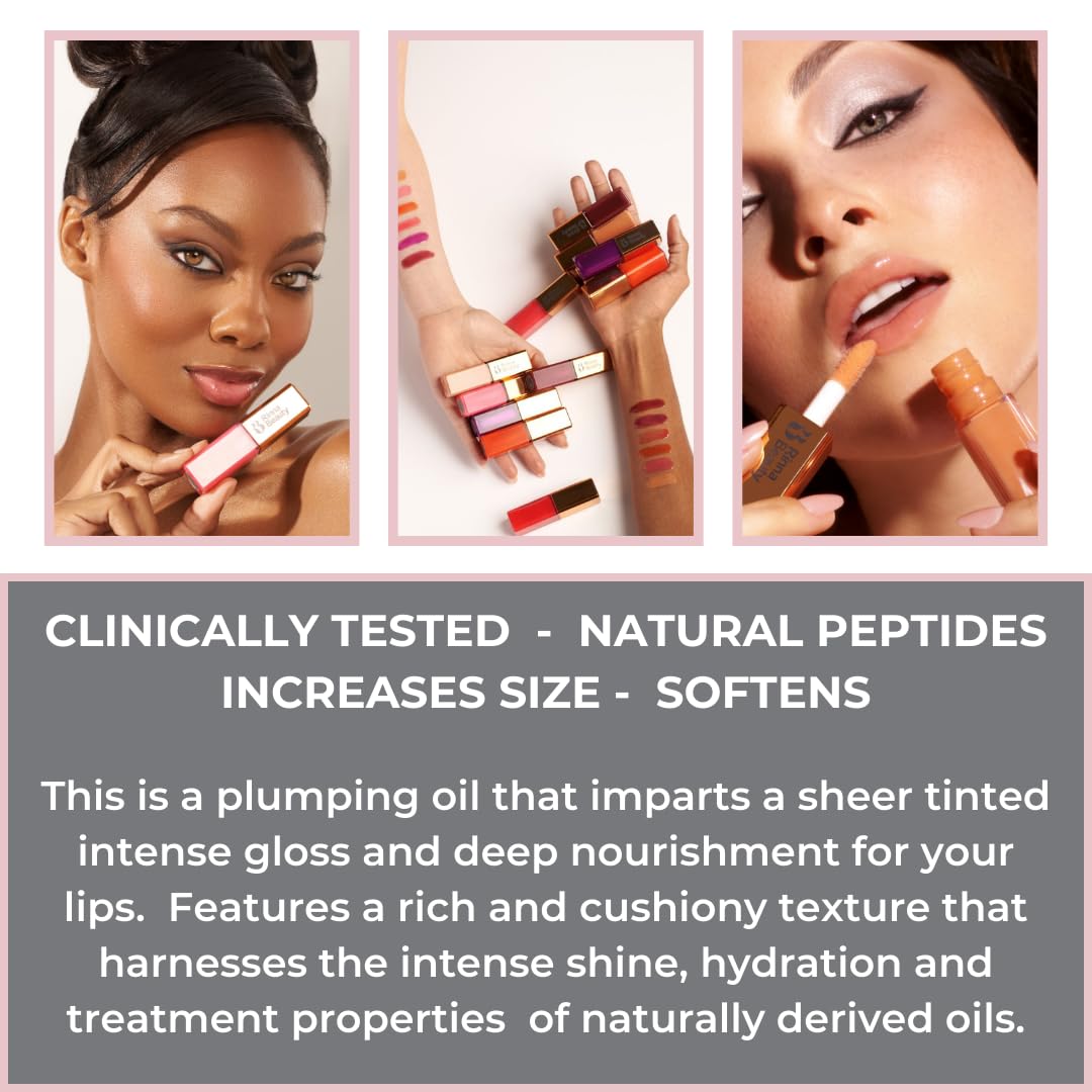 Rinna Beauty Larger Than Life Lip Plumping Oil - Sunset - Moisturizes & Hydrates Lips - Natural Plumping Over Time - Vegan, Cruelty-Free, & Paraben-Free 0.3 Fl Oz