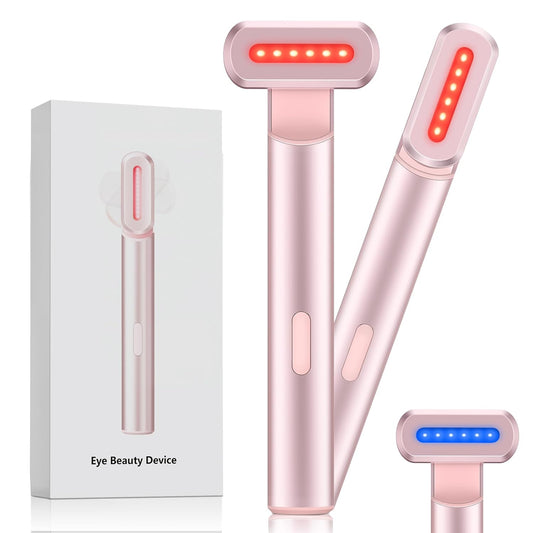 4-in-1 Light-Therapy-Wand,Red Light Therapy for Face and Neck - Microcurrent Facial Device for Anti-Aging - Face & Eye Massager Skincare (2 Colors led Light)
