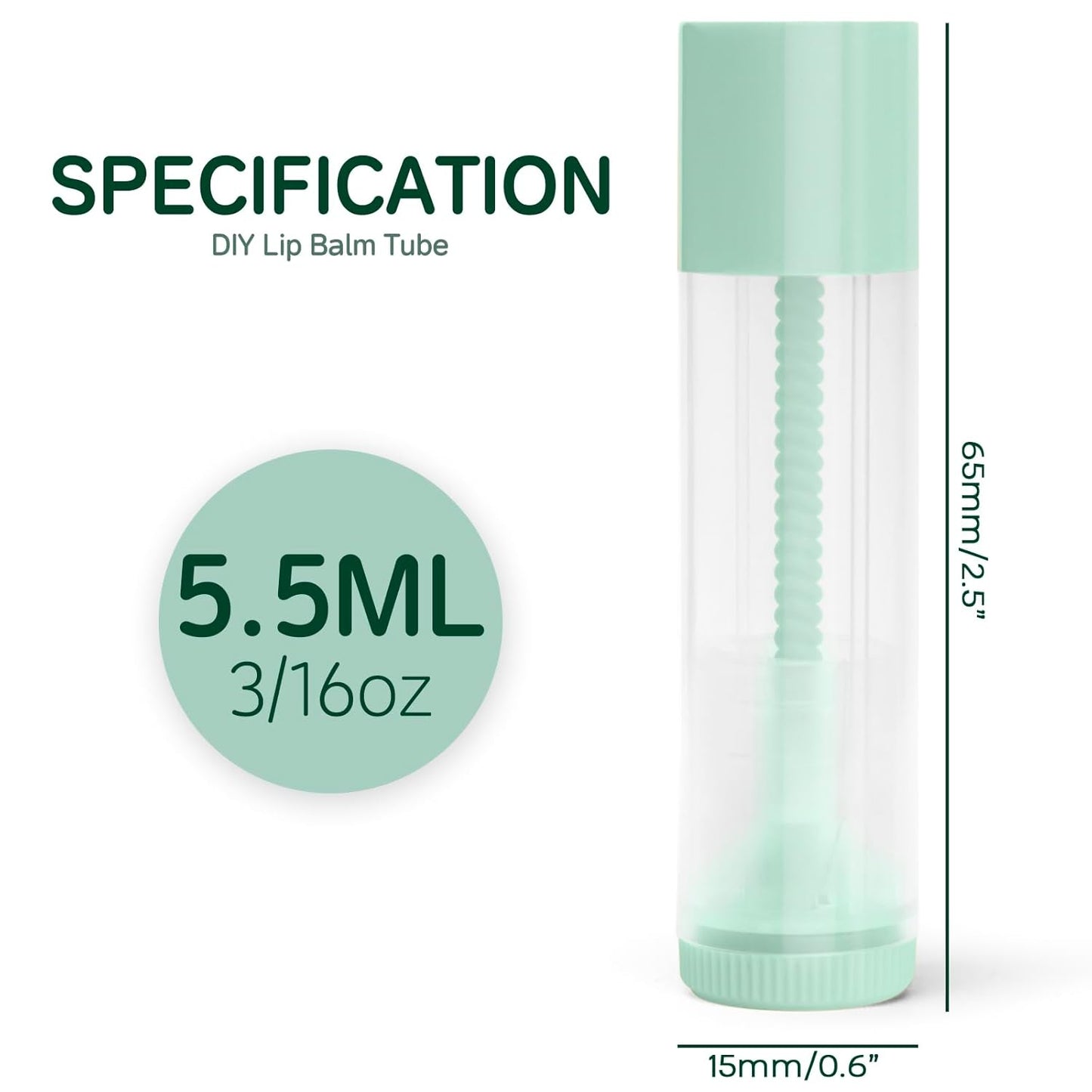 JuLand 50 Pack Empty Lip Balm Containers Bulk 5.5ml - Clear Twist-Up Tubes with Yellow Caps, Refillable Chapstick Tube for DIY Lip Balm Making