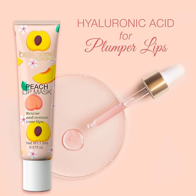 bellapierre Cosmetics Peach Lip Mask | Lip Plumping Mask with Hyaluronic Acid | Moisturizing Lip Balm for Daily Use