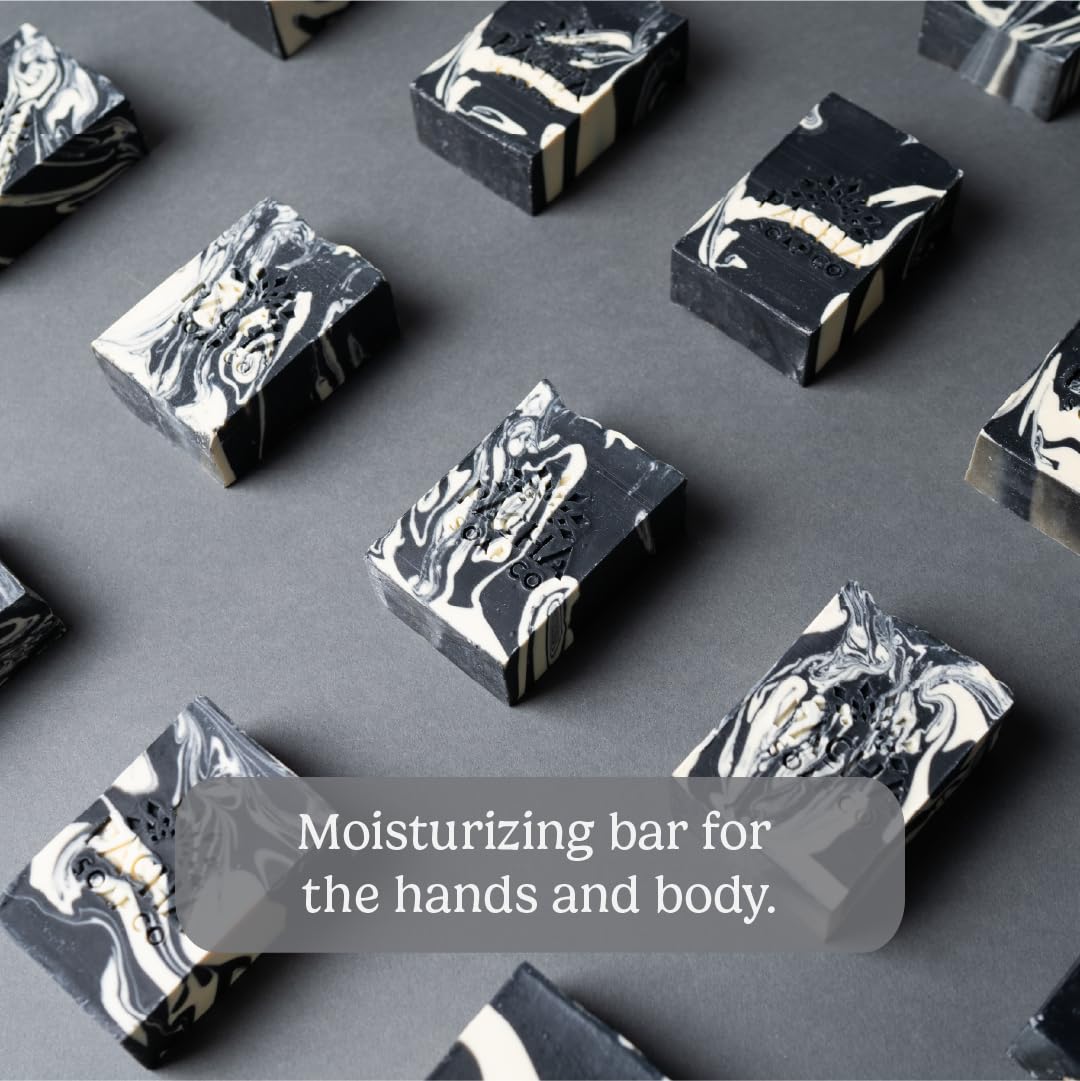 Pacha Soap Co. Bar Soap - Premium, Handcrafted, Hydrating, Natural Face Wash, Hand Cleanser, Body Wash, Soothing Essential Oils (Clarifying Charcoal, 5-Pack, 4 oz ea)