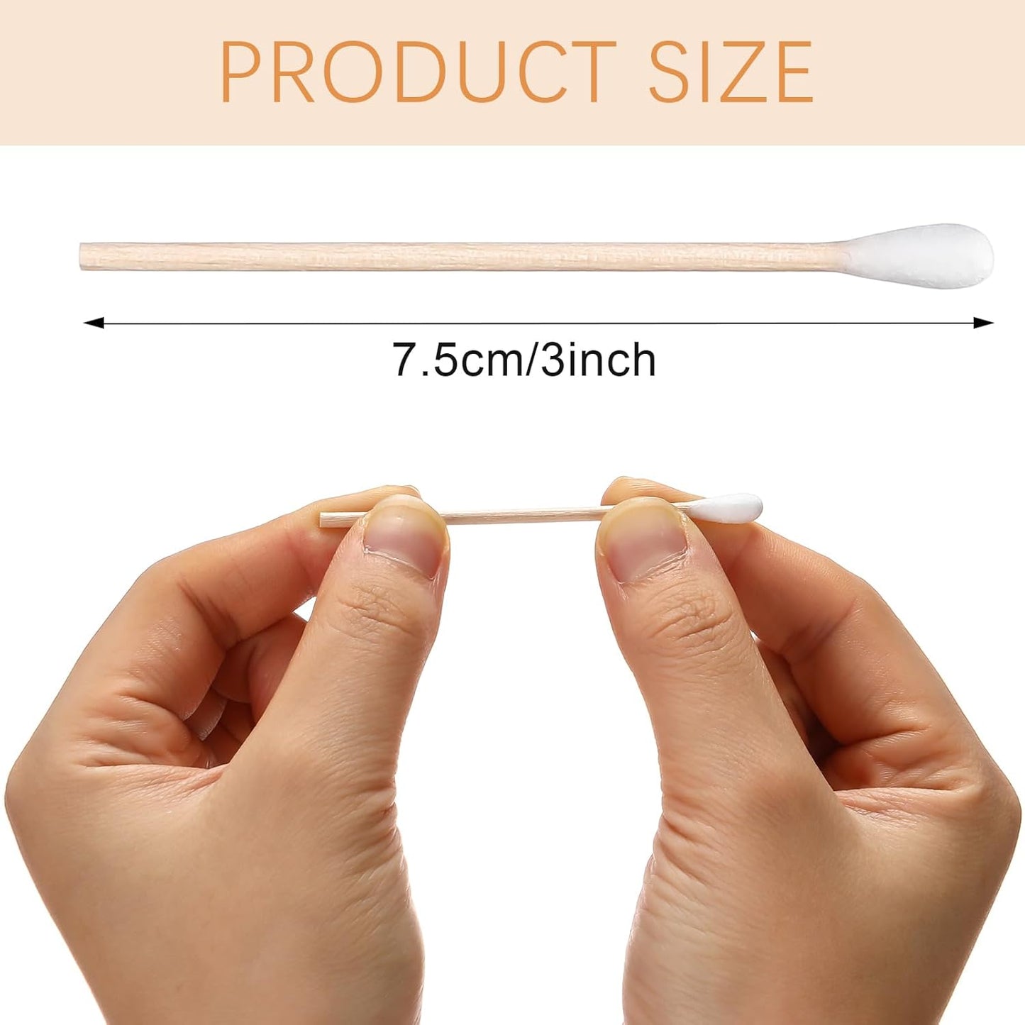 Norme 500 Pcs 3 Inch Gun Cleaning Swabs Long Cotton Swabs in Storage Box Long Round Tip with Wooden Handle Buds for Makeup Baby Pet Care