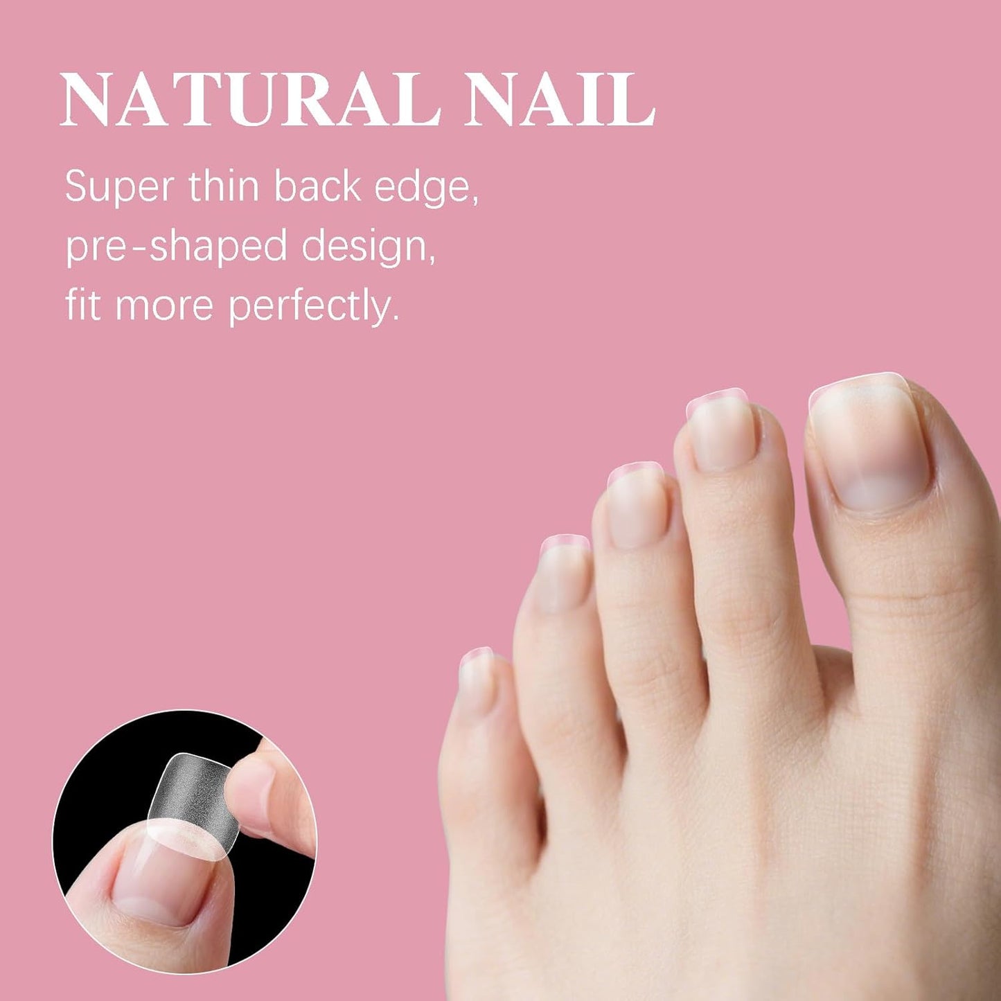 Toe Nail Tips, SSWSBYKE 300 Pcs 15 Sizes Square Round Full Cover Fake Toe Nails Press On Clear Pre-shape Soft Gel Toe Nail Tips Matte Acrylic Nail Extensions DIY Home Salon