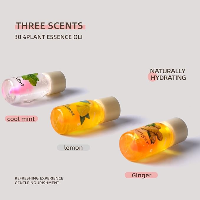 LAMUSELAND 3Pcs Mini Cute Lip Oil, Hydrating Clear Lip Gloss for Lip Care to Prevent and Soothe Dry, Chapped Lips (A (3Pcs))