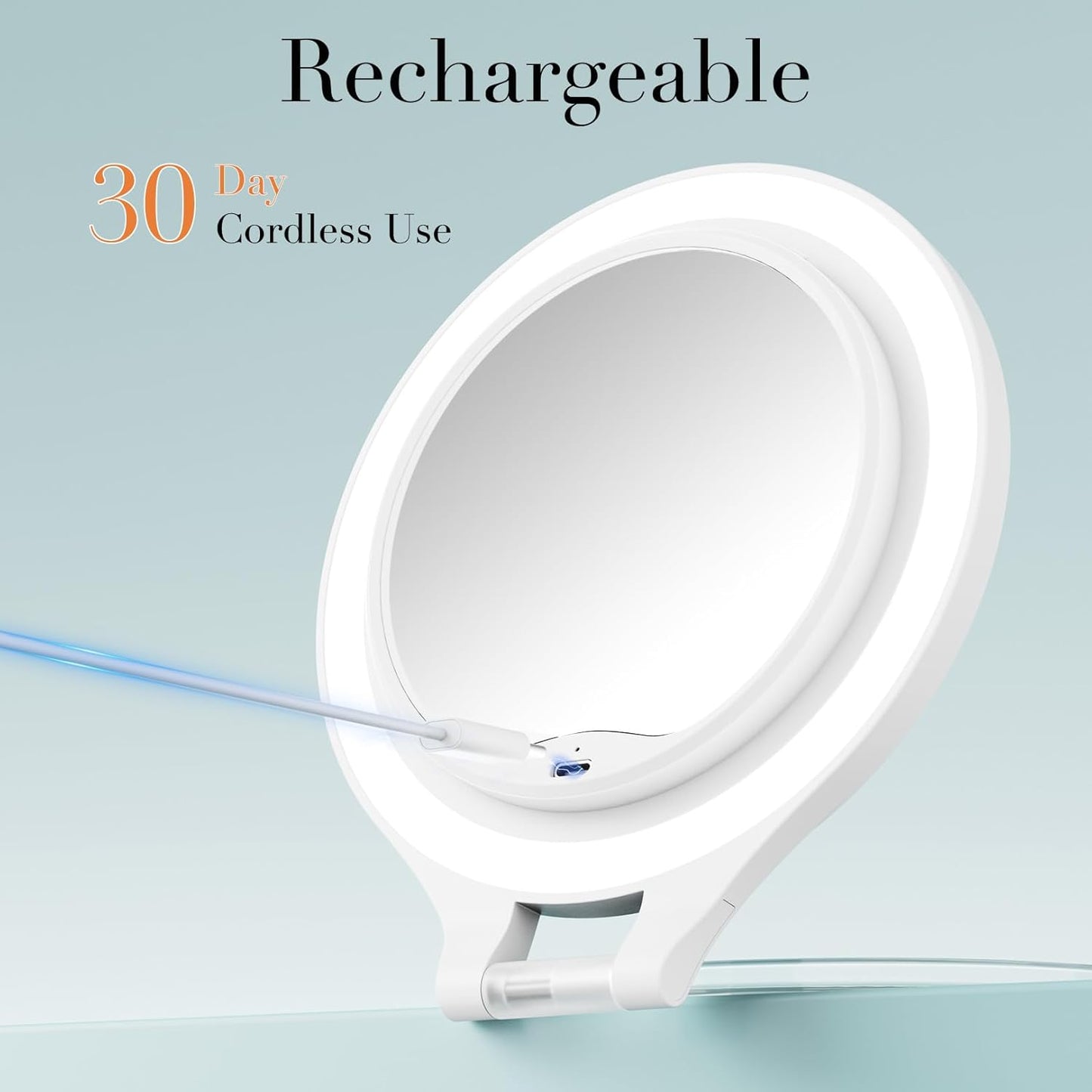 Magnifying Mirror with Light 20X/1X, Double Sided Travel Mirror with Light, Rechargeable Makeup Mirror with 3 Color Setting Adjustable Stand Lighted Vanity Portable Desk Cosmetic