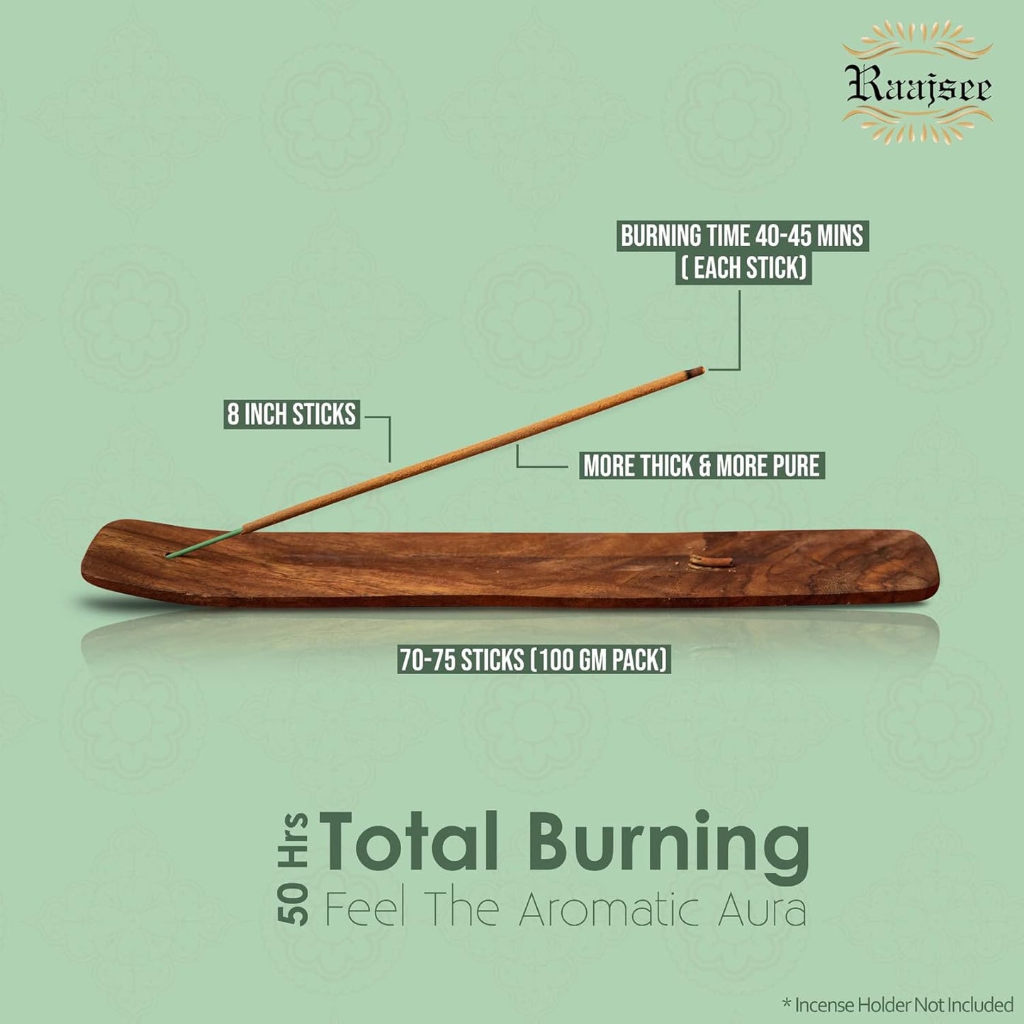 Raajsee Patchouli Incense Sticks 100 gm Pack-100% Pure Organic Natural Hand Rolled Free from Chemicals-Perfect for Church,Aromatherapy,Relaxation,Meditation,Positivity & Sensual Therapy