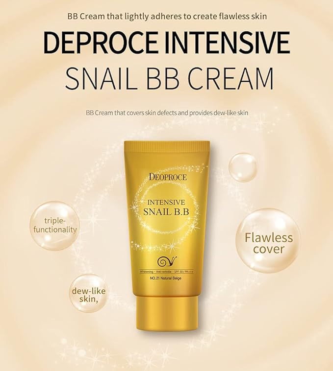 Deoproce Snail Galac Pearl Shining BB Cream SPF50+/PA+++ Skin Tone Correction, Blemish Covering, UVA/UVB Block reduction in appearance of fine lines (#23 Sand Beige)