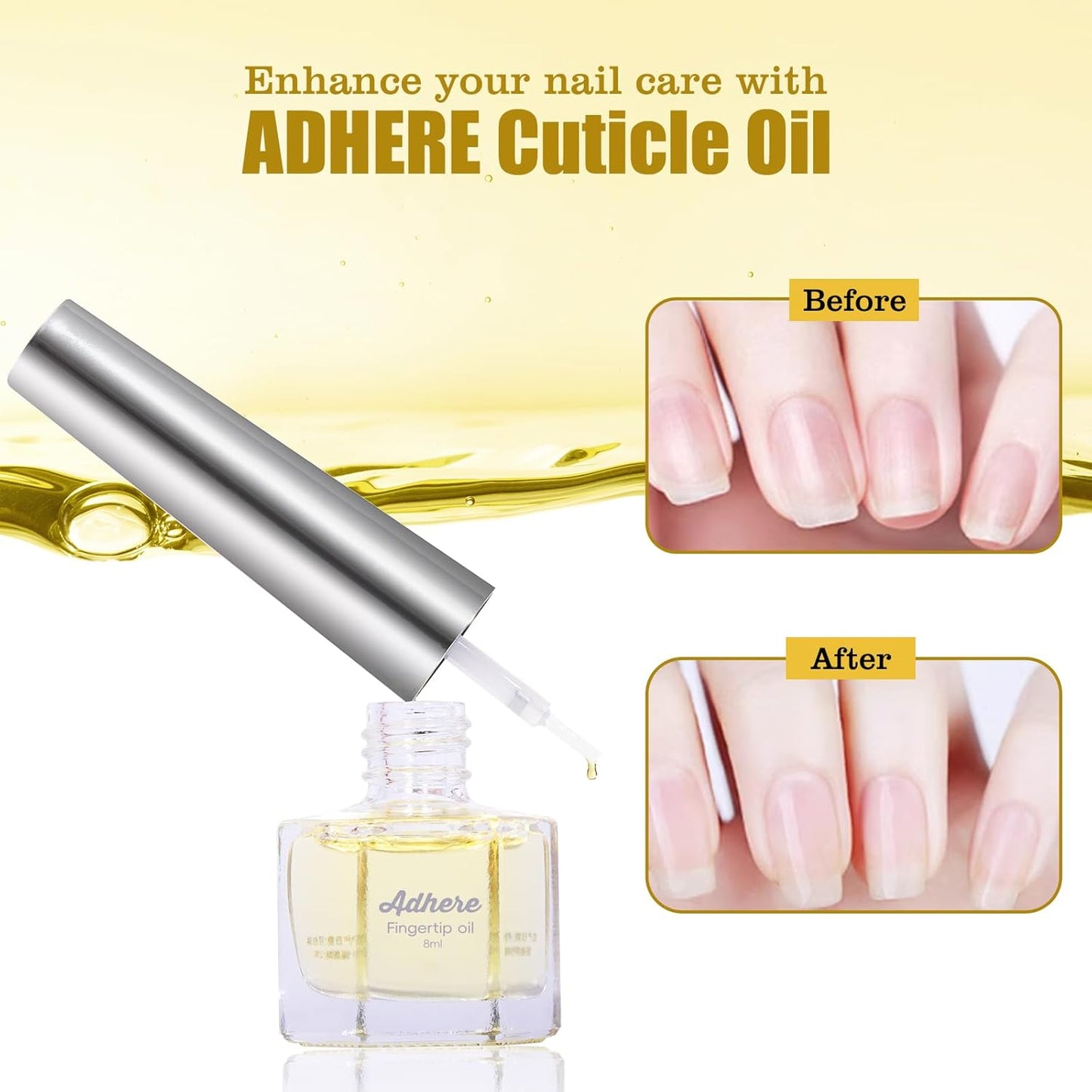 ADHERE Cuticle Oil for Nails Professional Nail Oil 8ML, Jojoba Nail Cuticle Oil Contains Vitamins with Soft Brush, for Nourishing, Hydrating, Dry Rough Nail Care Repair Essential Nail Care (Berries)