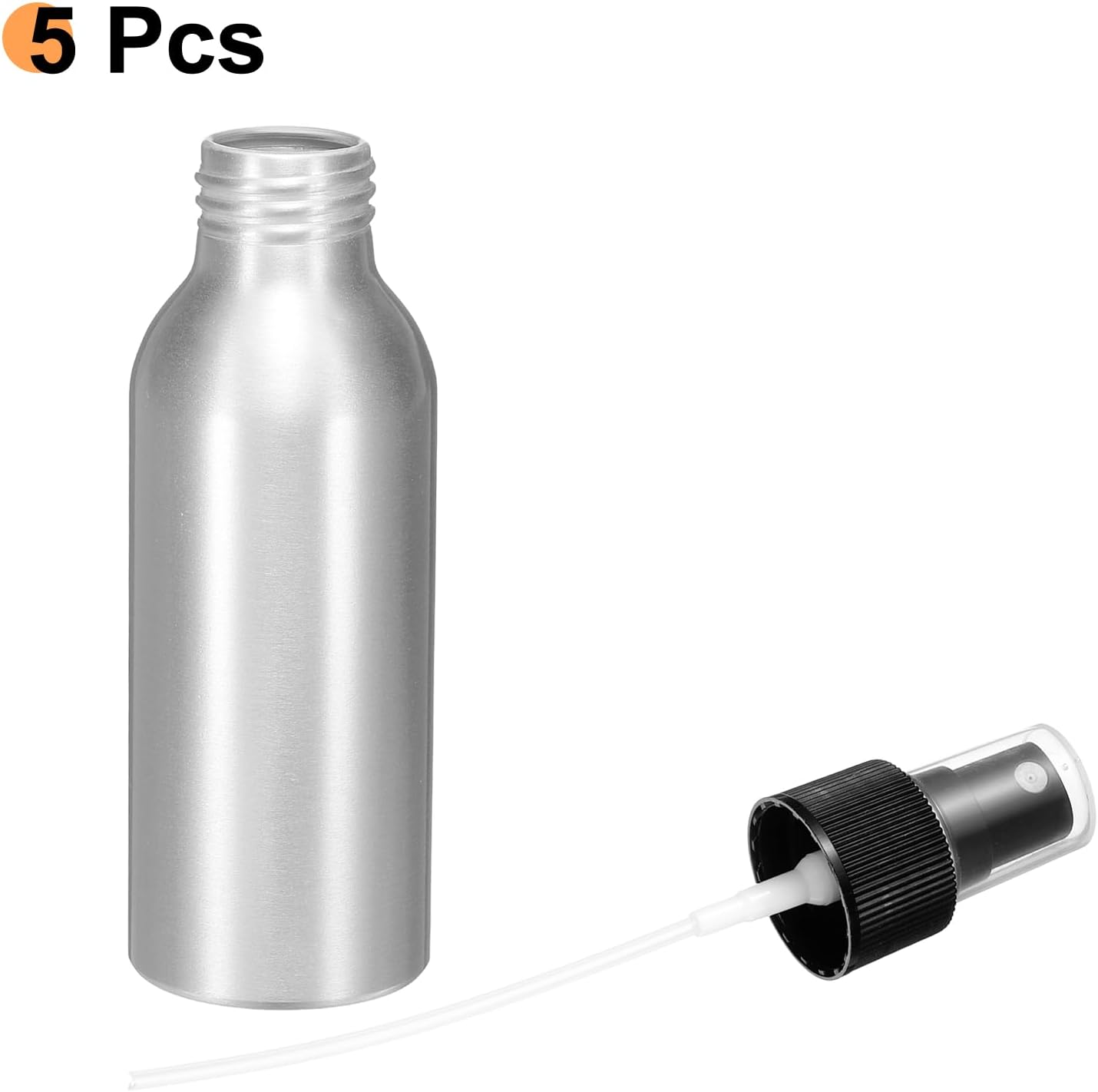 HARFINGTON 5pcs Aluminum Fine Mist Spray Bottles 100ml/3.4oz Metal Small Liquid Alcohol Refillable Travel Container with Black Plastic Nozzle Cap for Perfume Skincare Cosmetic Storage Bottle