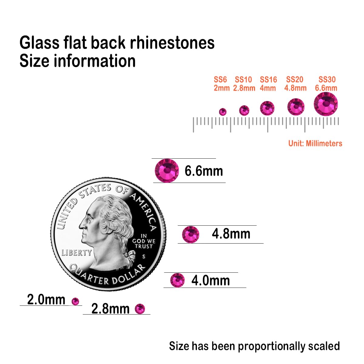 Flatback Glass Rhinestones,Bedazzler Gems 1440pcs Non Hot fix Rhinestones for Nail Charms Crafts Clothes Tumblers,Hot Pink,SS10