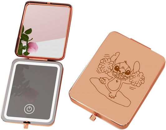 Vanity Mirror with Lights, 3X Magnifying Led Compact Travel Mirrors for Pocket,Purse, Double-Sided Foldable Handheld,Makeup Mirror with Lights, Makeup Vanity Desk Bathroom,Gifts for Women