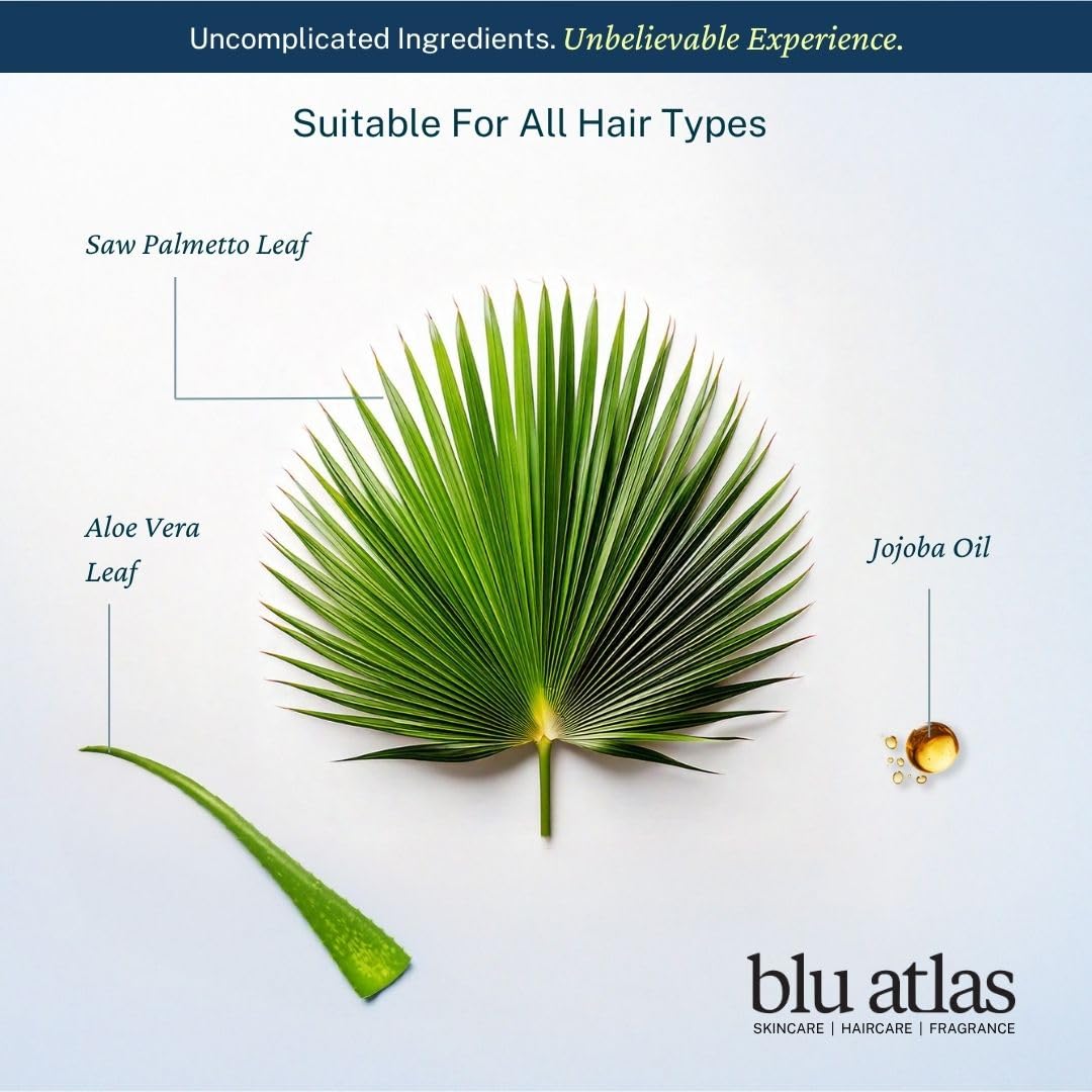 Blu Atlas Men's Natural Shampoo – Organic, Sulfate-Free, Paraben-Free – Deep Cleansing & Hydrating – Classic Scent (Bergamot, Sage, Patchouli) – Made in America– 16 oz