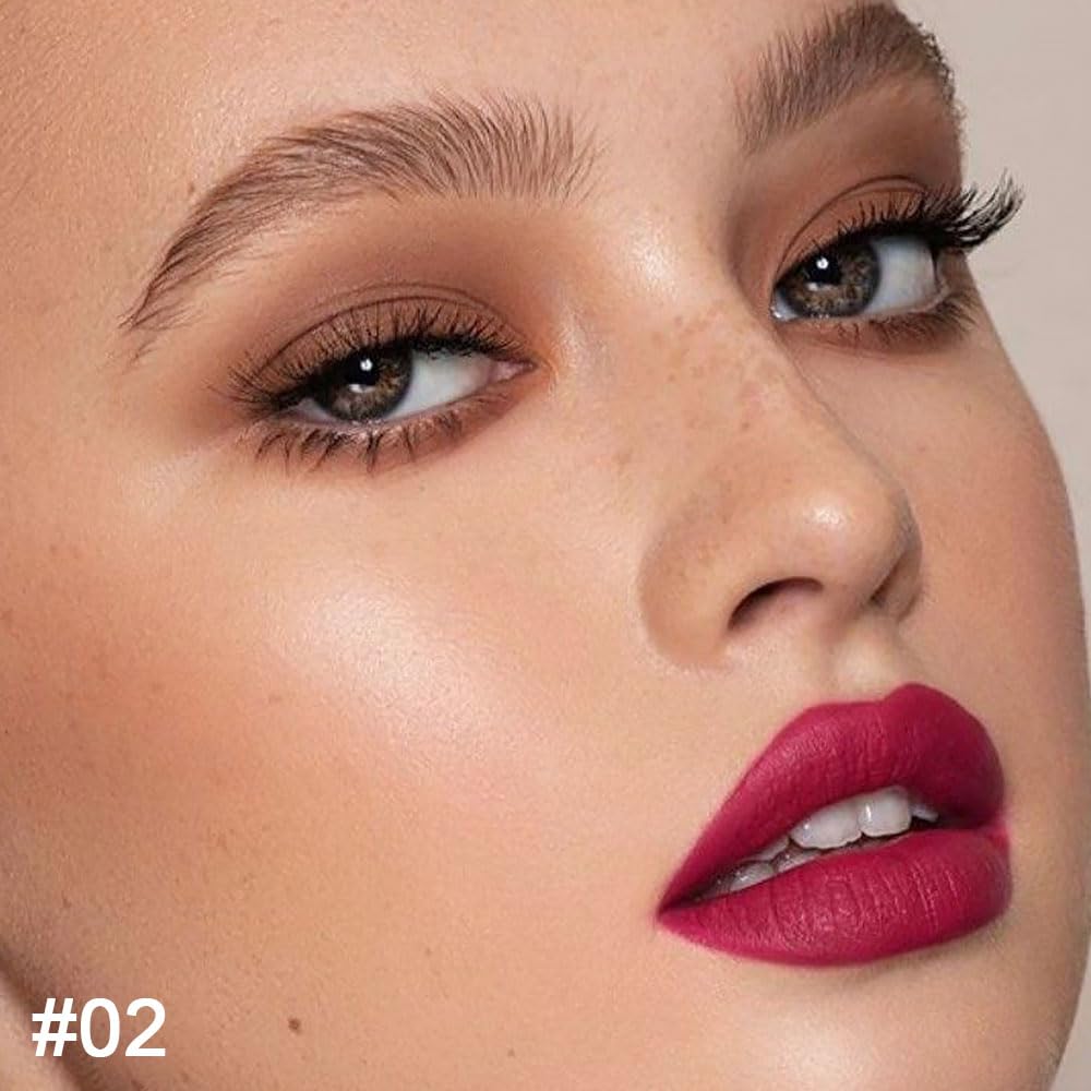 Kaely 2-in-1 Plum Red Lip Liner & Lipstick Set Kit for Women, Matte Lips Kit with Lip Liner Lip Stains Long Lasting Waterproof 24 Hour Lipstick and Lip Liners Combo Lipliners Pencil Set 02