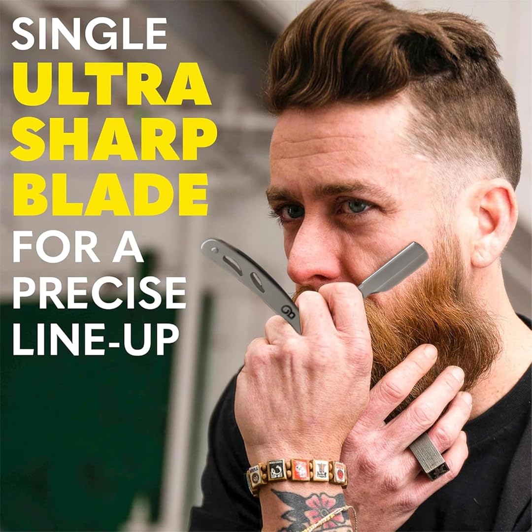 The Beard Club Straight Razor for Men - Navajas Para Barbero - Barber Straight Edge Razor Kit - Single Derby Blade Cutthroat With 5 Replaceable Stainless Steel Blades