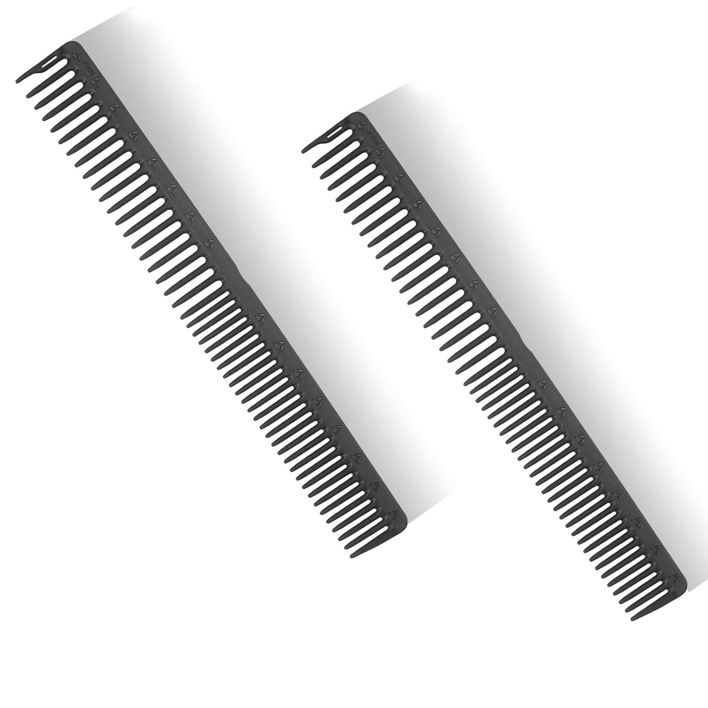 PERFEHAIR 2-Pack Professional Round Tooth Hair Cutting Comb - 9 Inch, Black Carbon Fiber Anti-Static & Heat Resistant, Durable Barber Combs with Fine & Wide Tooth for Precise Haircut for Men & Women