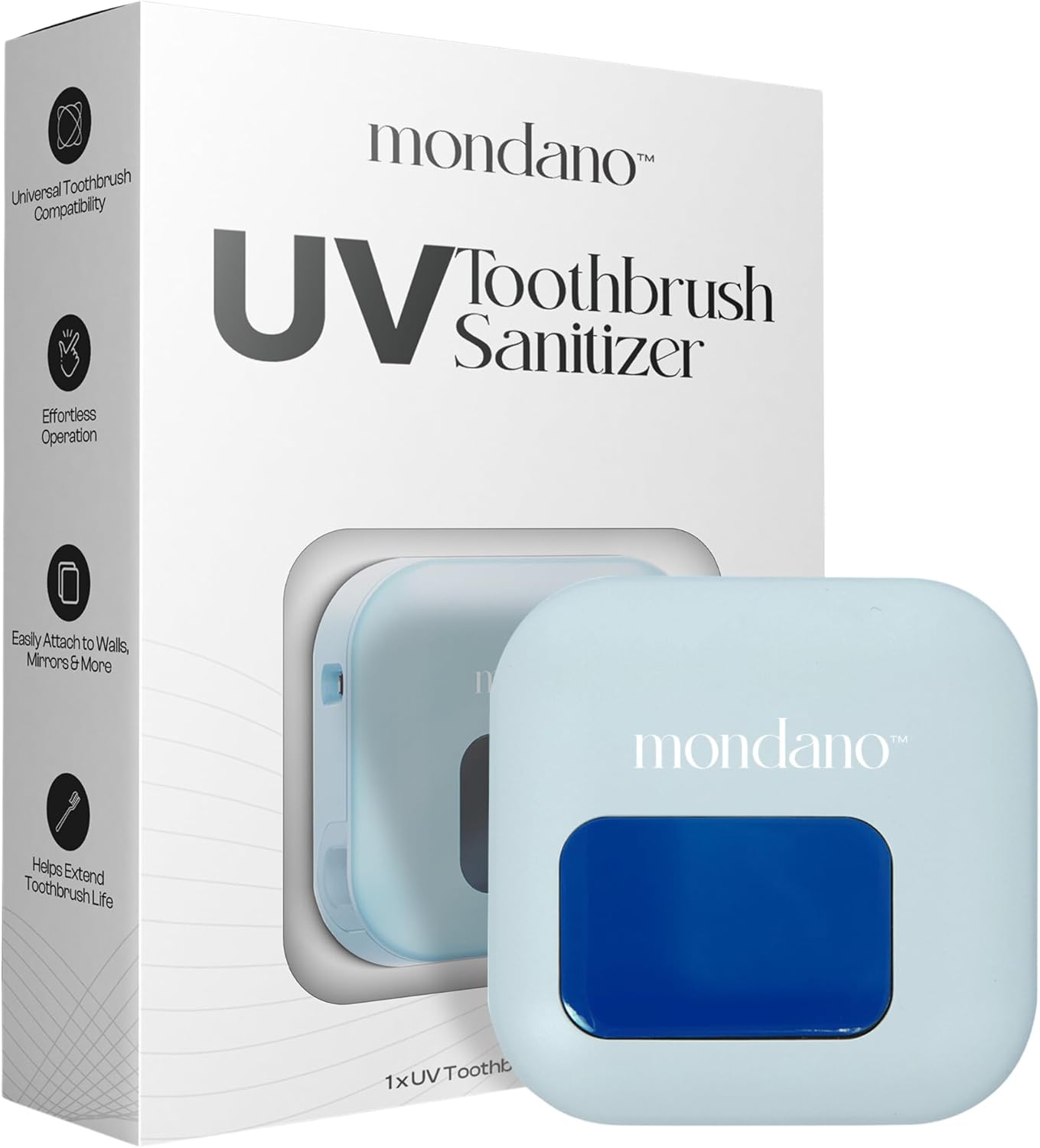 Mondano UV-C Toothbrush Sanitizer and Holder, Toothbrush Case - Manual/Electric Toothbrush Cover for Any Toothbrush Head - Rechargeable Toothbrush Travel Case, Tooth Brush Cover Cap for Home