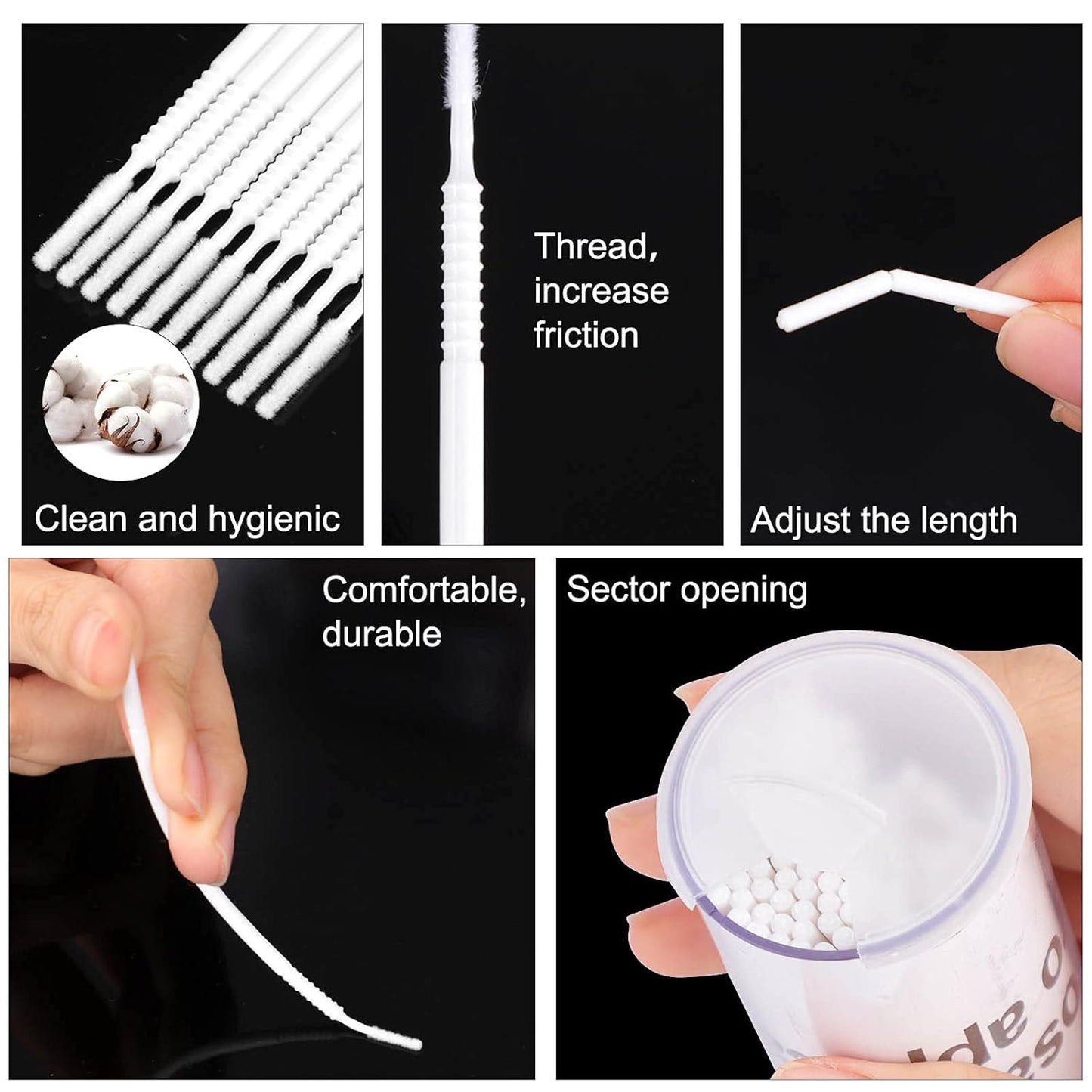 200 Pieces Disposable Micro Brush Applicator Microswabs for Eyelash Extension Removing Tools, Mini Cotton Swab Brushes for Makeup and Personal Care (White)