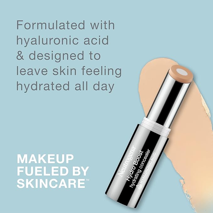 Neutrogena Hydro Boost Hydrating Concealer Stick for Dry Skin, Oil-Free, Lightweight, Non-Greasy and Non-Comedogenic Cover-Up Makeup with Hyaluronic Acid, 50 Deep, 0.12 Oz