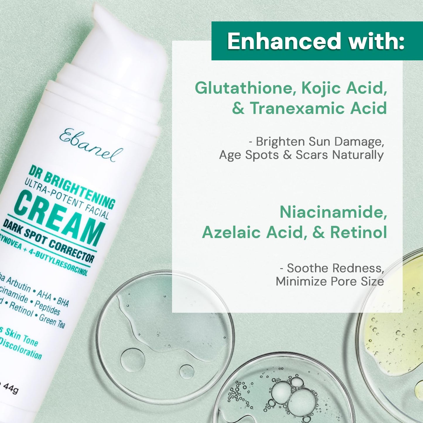 Ebanel Dark Spot Remover for Face & Body, Skin Brightening Cream with Synovea, Alpha Arbutin, Niacinamide, Kojic Acid, Dark Spot Corrector for Hyperpigmentation, Discoloration, Melasma, and Age Spots