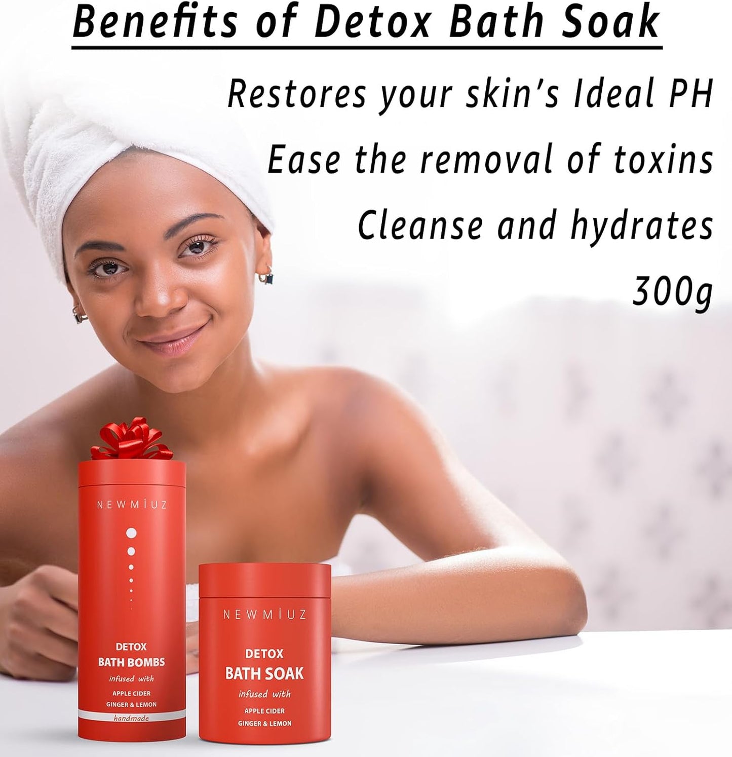 Luxury Bath Salts with Apple Cider Ginger Lemon Essential Oils for Healthy Skin Detox Foot Soak Body Care Muscle Recovery Aromatherapy Selfcare Gift