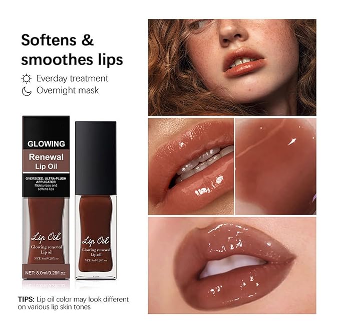 MAEPEOR Glowing Lip Oil 7 Colors Hydrating Lip Balm Nourishing Lip Care Lip Treatment Glossy Finish Non-sticky Moisturizing Lip Balm (04 Jam)