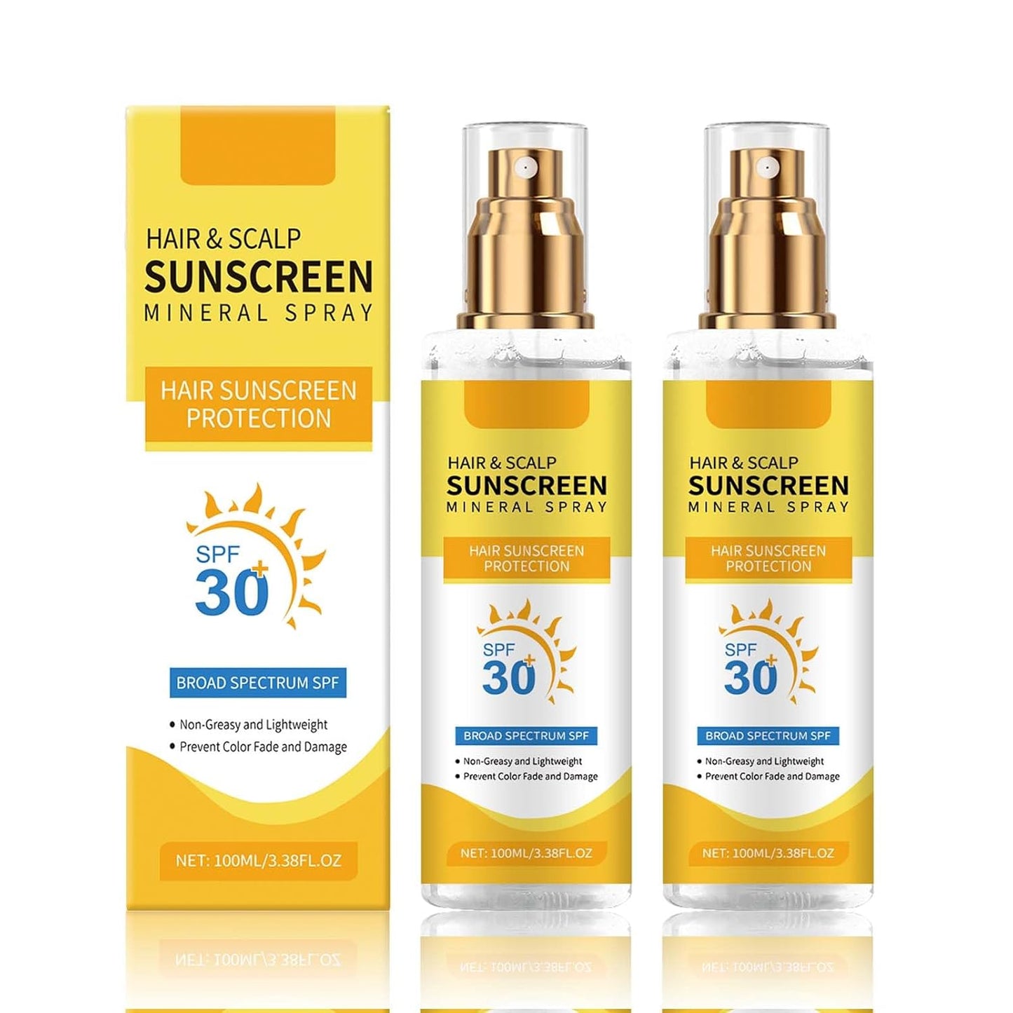 2PCS Ultimate Hair & Scalp Sunscreen Spray SPF 30, UV Protection for Scalp and Hair, Lightweight Breathable, Beach & Pool Essentials, for All Hair Colors and Types