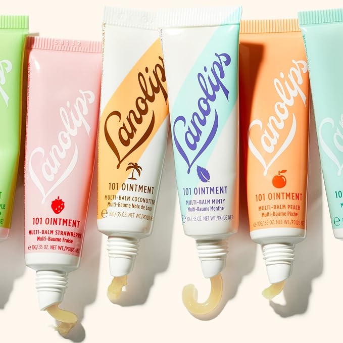 Lanolips 101 Ointment Multi-Balm, Strawberry - Fruity Lip Balm with Vitamin E Oil and Lanolin for Lip Hydration - Naturally Flavored Lanolin Lip Balm for Very Dry Lips - Dermatologist Tested (.35 oz)