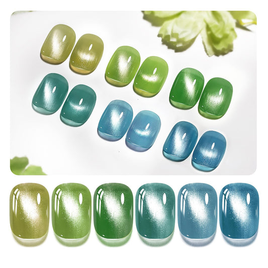 6 Colors 10ml Amber Pine Grove Cat Eye Nail Polish with Magnet Stick Quick Dry Nail Polish for Women Salon DIY Nail Art