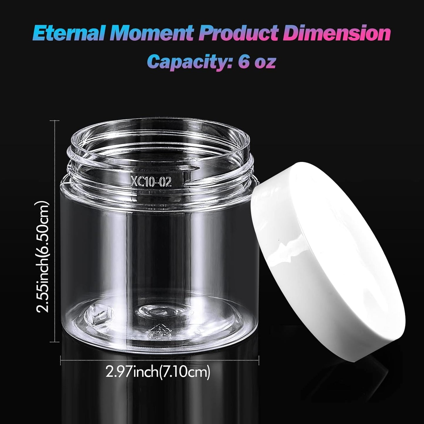 ﻿Eternal Moment 36 Pack 6 OZ Plastic Jars Round Clear Cosmetic Container Jars with White Lids, Perfect for Lotion, Slime，Cream, Ointments, Makeup, Eye Shadow, Samples, Pot, Travel Storage