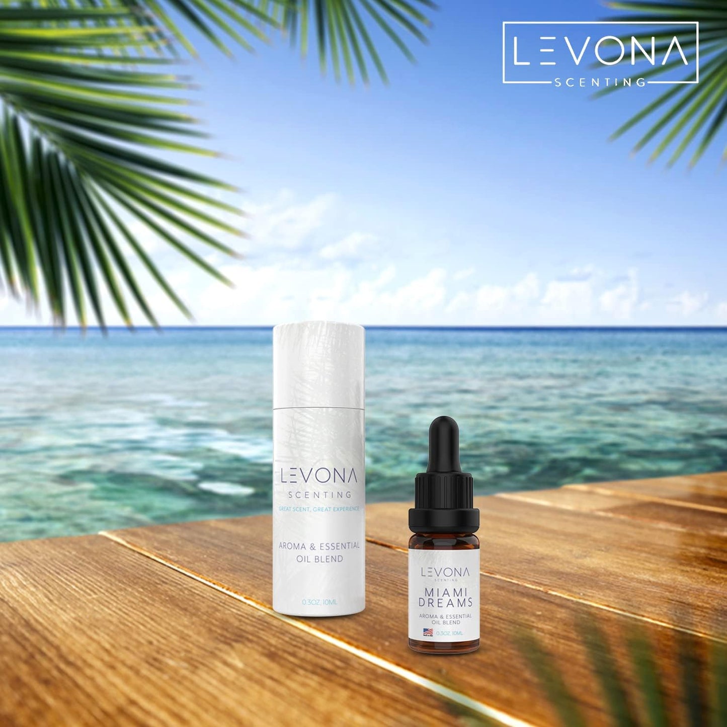 Levona Scent Essential Oils for Diffusers for Home: Miami Dreams Hotel & Home Luxury Scents Fragrance - Aroma Oil with Notes of Bergamot Oil & Pine Essential Oil -10 Ml Scented Oils for Diffuser