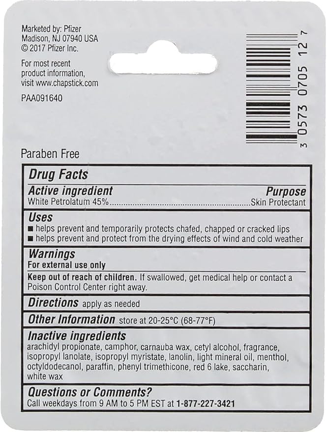ChapStick Classic (1 Box of 12 Sticks, 12 Total Sticks, Cherry Flavor) Skin Protectant Flavored Lip Balm Tube, 0.15 Ounce Each, 12 Count (Pack of 1)