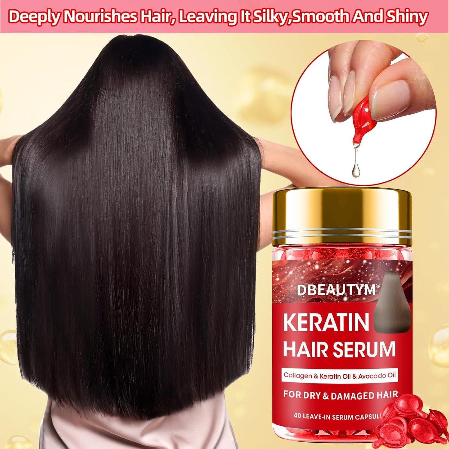 Batana Oil for Hair Growth & Keratin Hair Treatment Serum,Batana Hair Mask for Damaged Hair and Growth,40 Capsules Leave-in Hair Oil Anti Frizz Hair Conditioner Serum
