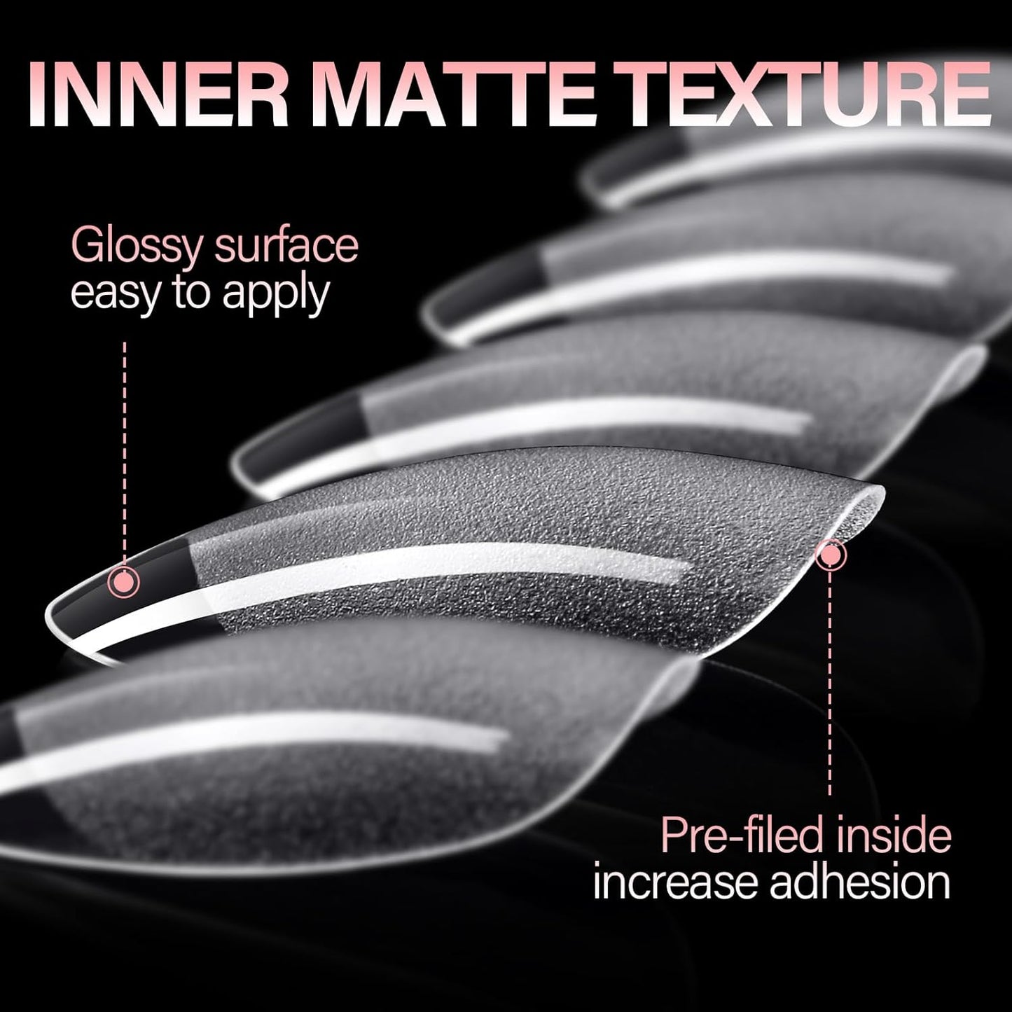 AILLSA Short Almond Nail Tips Pre-Shaped Acrylic Nail Tips Half Matte Full Cover Nails Tips Clear Gelly Press on Flase Tip Nail for Extension Nail Manicure Home DIY 240PCS 15Sizes