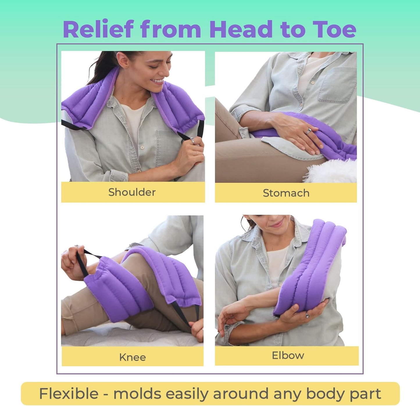 Microwavable Heating Pads for Lower Back, Neck, and Shoulder Pain Relief - Moist Microwave Heating Pad for Muscles and Joints - Microwave Hot Pack Heat Pad for Cramps - 1 Heat Pack Purple