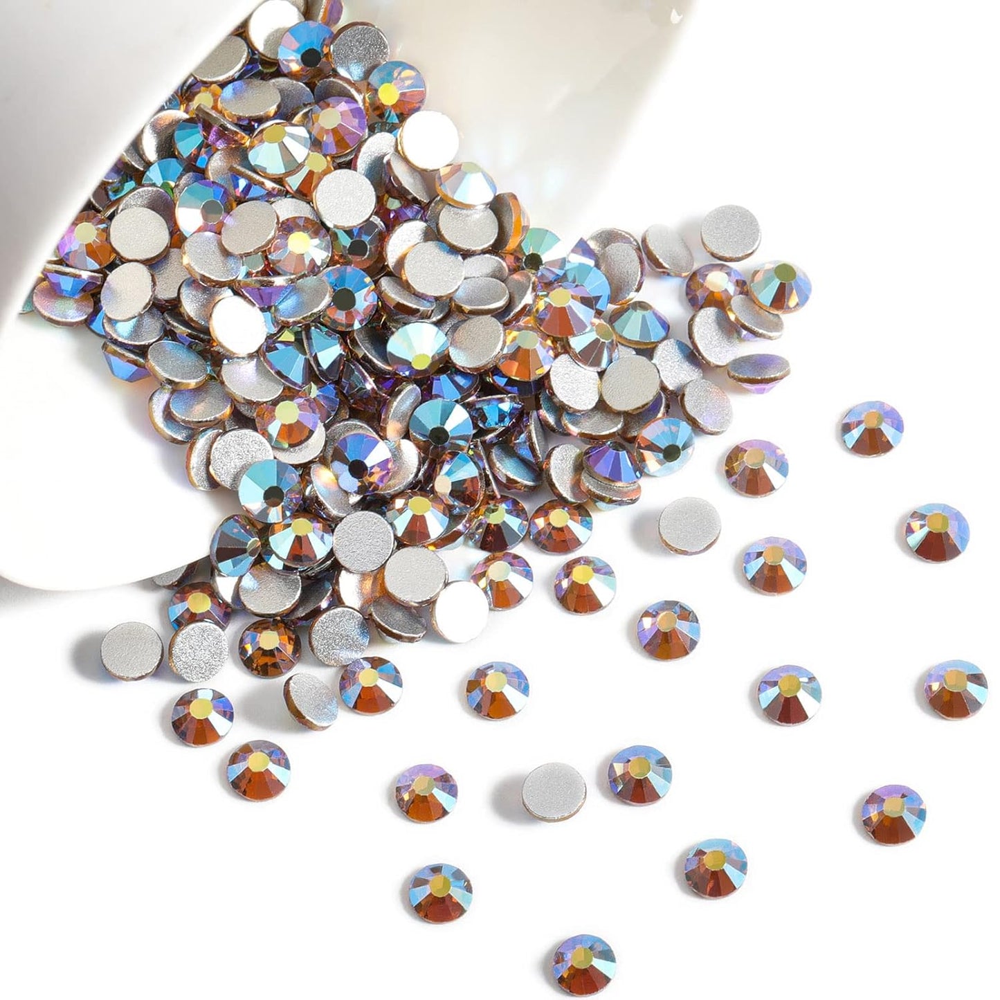 beadsland 1440 Pieces Flat Back Crystal Rhinestones Round Gems, Lt.Colorado Topaz AB,SS3,1.2-1.4mm