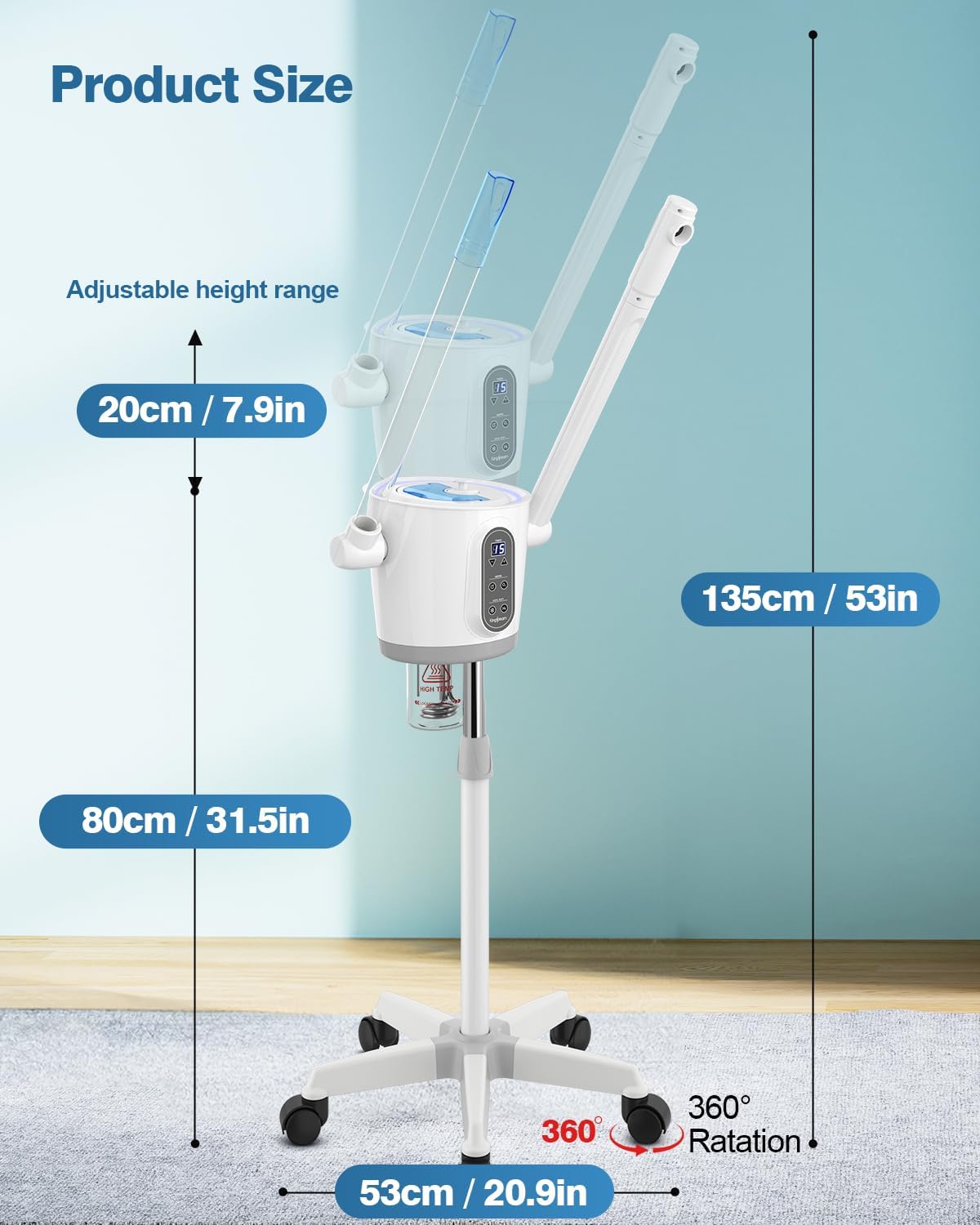 Kingsteam 2 in 1 Hot and Cold Facial Steamer, 30 Min Timer, Ionic Facial Steamer for Home, Esthetician, Professional Nano Water Mist with Large Water Volume for Beauty Salons - Ozone Facial Sprayer