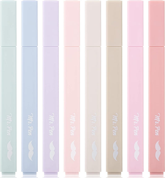 Mr. Pen- Aesthetic Highlighters, 8 Pcs, Chisel Tip, Muted Pastel Color, No Bleed Bible Highlighter Pastel, Highlighters Assorted Colors, Highlighter Set