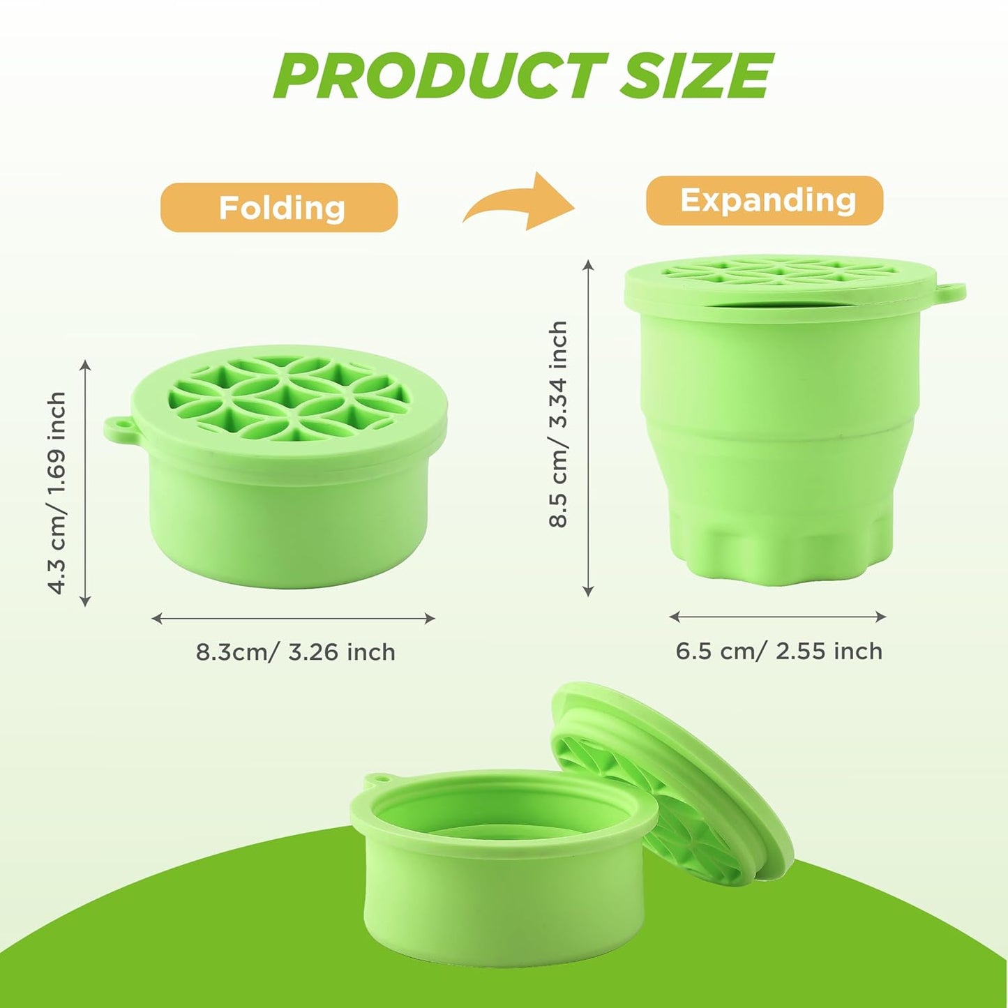 Makeup Brush Cleaner - Foldable Silicone Makeup Brush Cleaner Mat with Brush Storage Holder Makeup Brush Cleaning Bowl Cosmetic Brush Washing Tool for Cleaning Organizer and Drying (Green)
