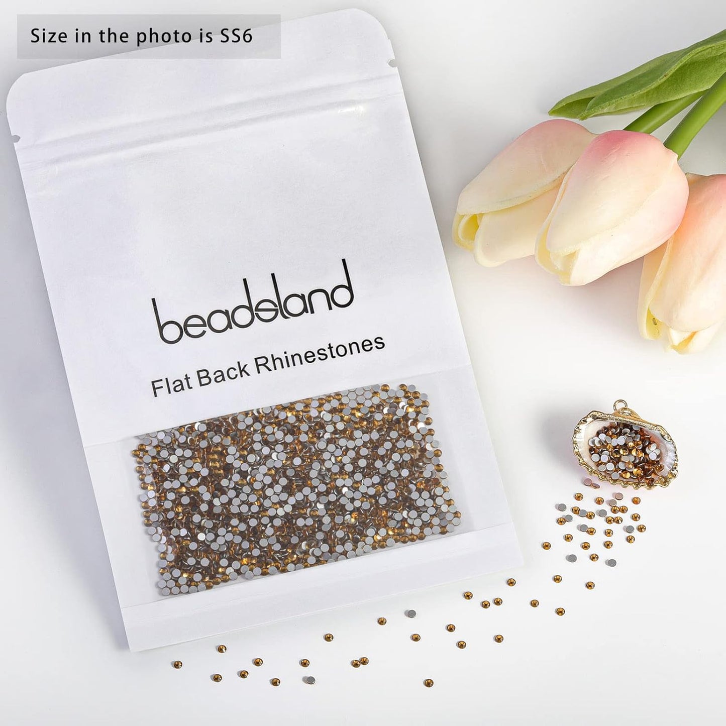 beadsland Flat Back Crystal Rhinestones Round Gems, Lt Colorado Topaz (1.9-2.0mm) SS6/1440pcs