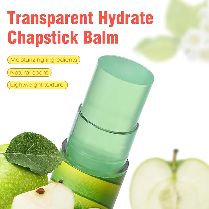 Flavored Lip Balm Set, 4 Scents- Pineapple Green Apple Purple Grapes Lip Balm and Pop Flavor Lip Balm Moisturizer,Transparent Hydrate Multi Flavor Chapstick Balm Bulk,Smooth Lip Lines Lip Care