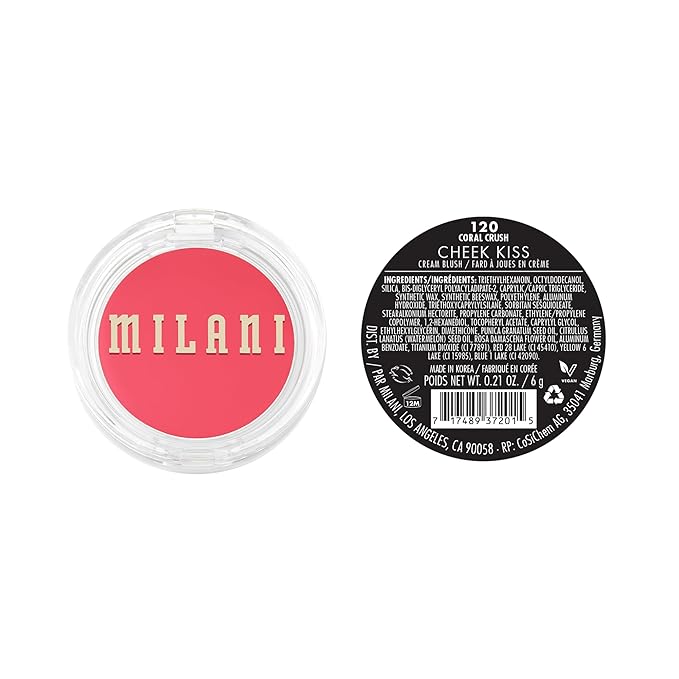 Milani Cheek Kiss Cream Blush- Cream to Gel Blush for Cheek and Lip Tint